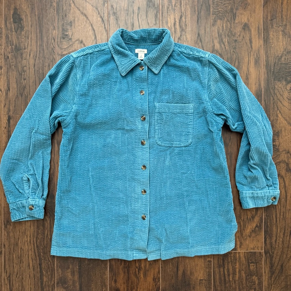 L.L. Bean Small Blue Wide-Whale Corduroy Shirt